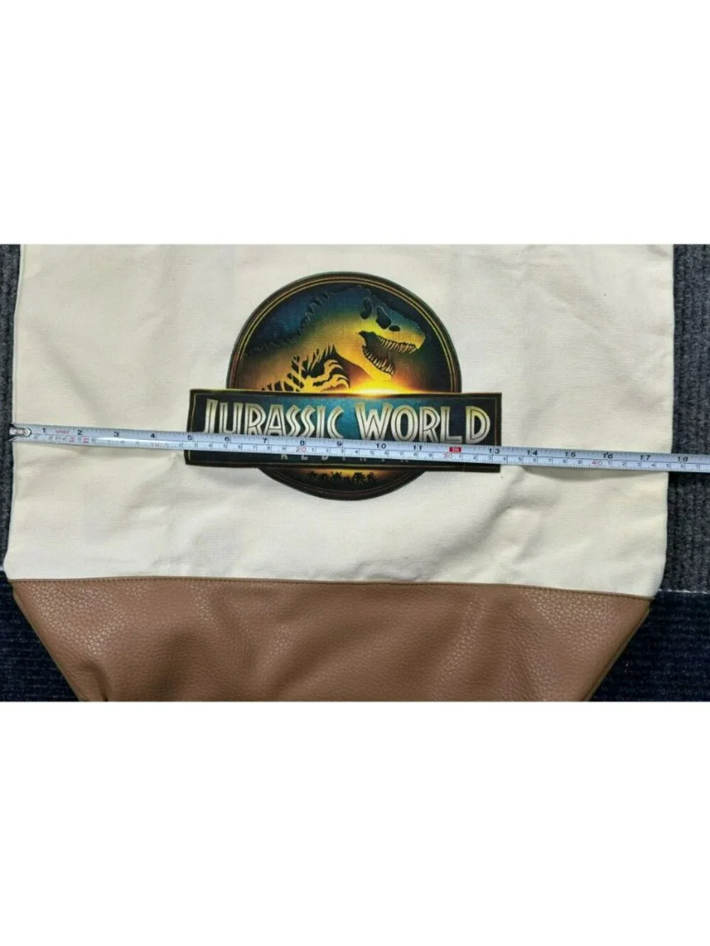 Jurassic World Rebirth Canvas Tote Bag Movie Promo Exclusive Faux Leather Accent